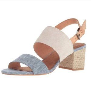 NEW Toms Poppy Birch Suede Blue Chambray Sandals